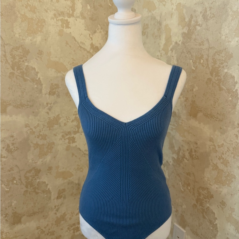 Abercrombie & Fitch Blue Ribbed Women's Tank Bodysuit